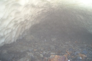 Peering into the ice cave