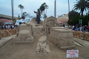 Sand sculpture at fair entrance