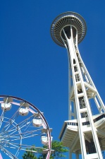 Space Needle and ferris wheel