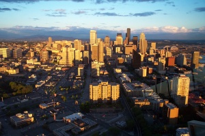 Downtown Seattle at sunset